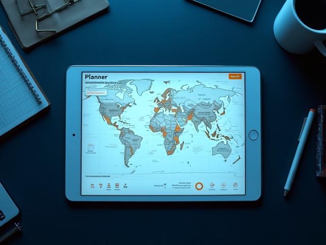 Modern logistics command center with digital maps and data displays