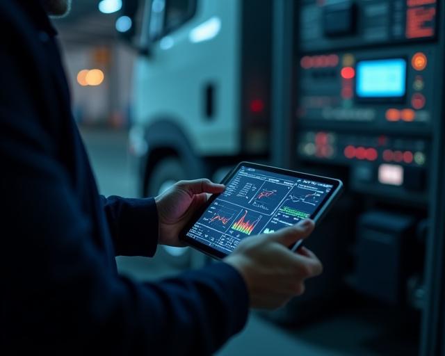 KB Trucking inspector checking reefer unit settings