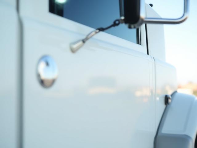 Close-up of clean truck exterior with KB Trucking & Hauling logo